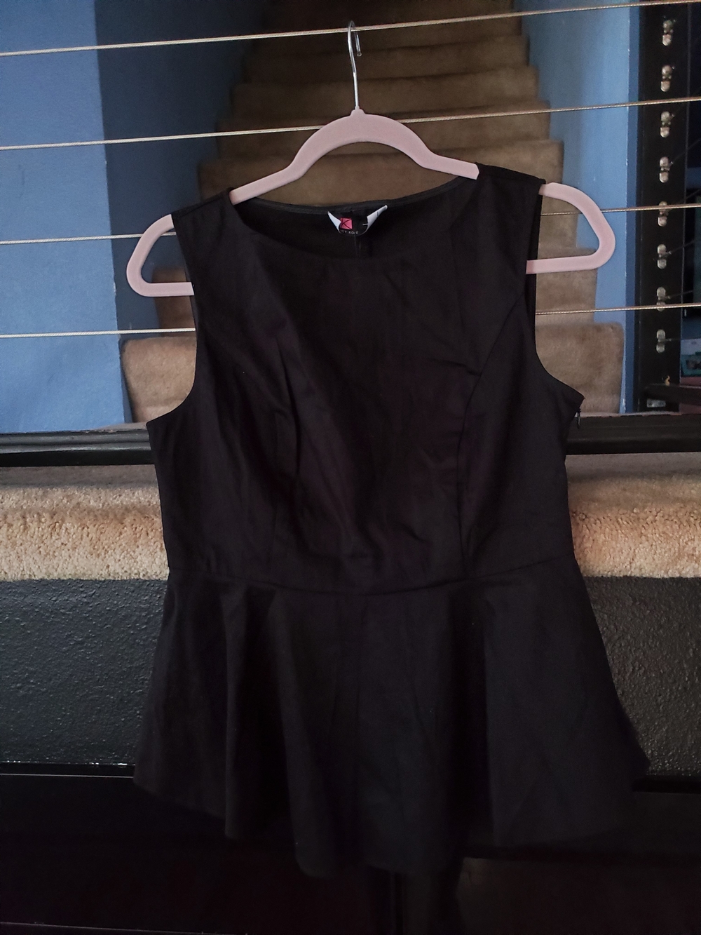Sleeveless Black Peplum Tunic Top - Unbranded